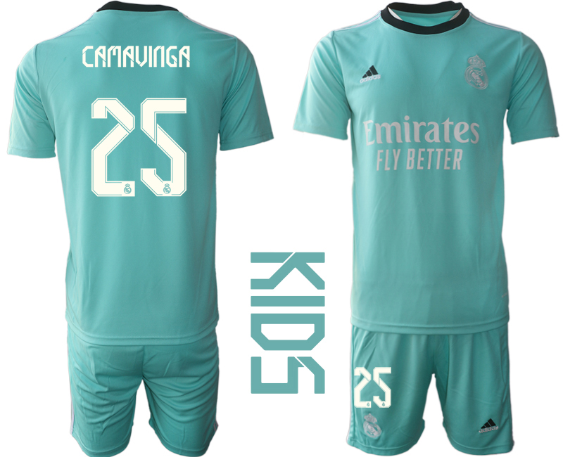 Youth 2021-2022 Club Real Madrid Second away blue #25 Soccer Jersey->youth soccer jersey->Youth Jersey